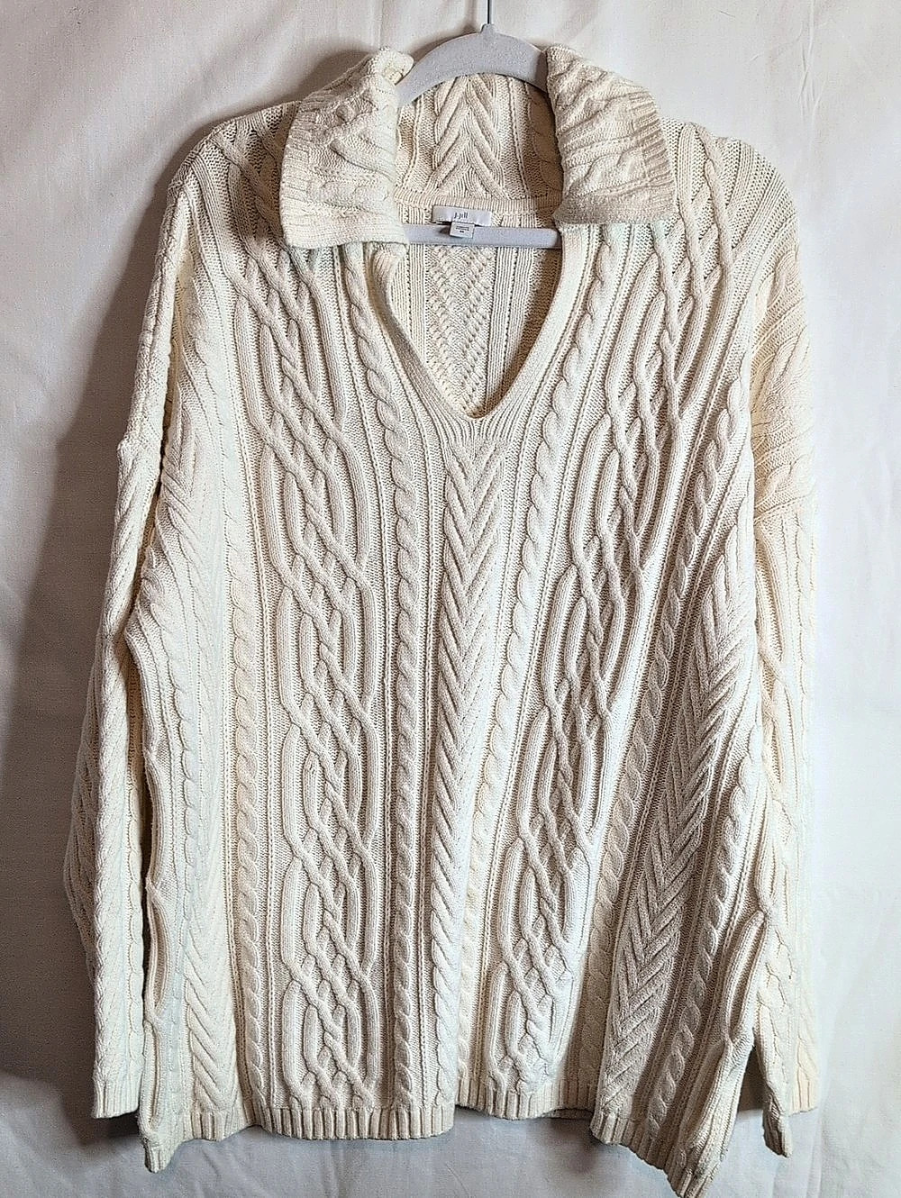 J.Jill Cable Knit Cowl Neck Sweater in Cream Size 2X